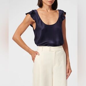 Cami NYC Liana Silk Cami Shadow Ruffle Strap Tank Top Size Small